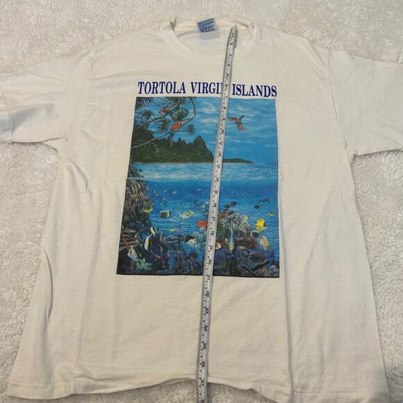 VTG Tortola Virgin Islands Unisex Graphic T-Shirt Sz L Cotton Made in USA Casual - Picture 4 of 5